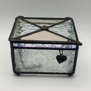 Decorative Glass Storage Box with Heart Charm